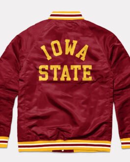 Iowa State Cyclones Burgundy Varsity Satin Jacket