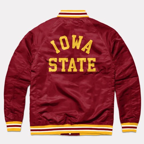 Iowa State Cyclones Burgundy Varsity Satin Jacket - Image 2
