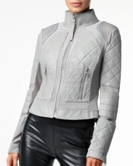 Dakota Kai WWE Pay-Per-View Gray Moto Leather Jacket