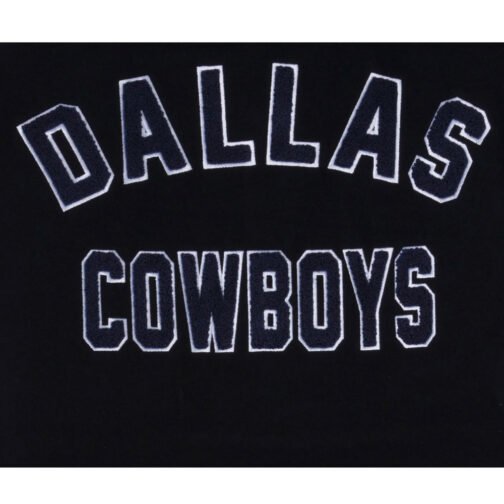 Dallas Cowboys 3rd Down Navy/White Varsity Full-Snap Wool/Leather Jacket - Image 3