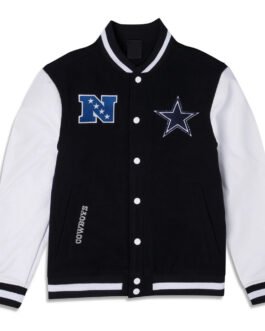 Dallas Cowboys 3rd Down Navy/White Varsity Full-Snap Wool/Leather Jacket