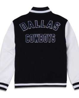 Dallas Cowboys 3rd Down Navy/White Varsity Full-Snap Wool/Leather Jacket