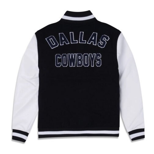 Dallas Cowboys 3rd Down Navy/White Varsity Full-Snap Wool/Leather Jacket - Image 2