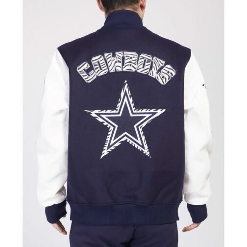 Dallas Cowboys Animal Patches Navy Varsity Jacket - Image 2