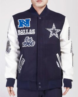 Dallas Cowboys Animal Patches Navy Varsity Jacket