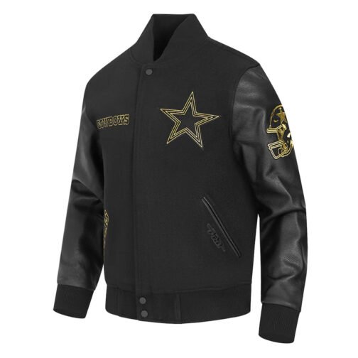 Dallas Cowboys Full-Zip Black Varsity Jacket - Image 3