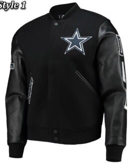 Dallas Cowboys Logo Black Letterman Jacket