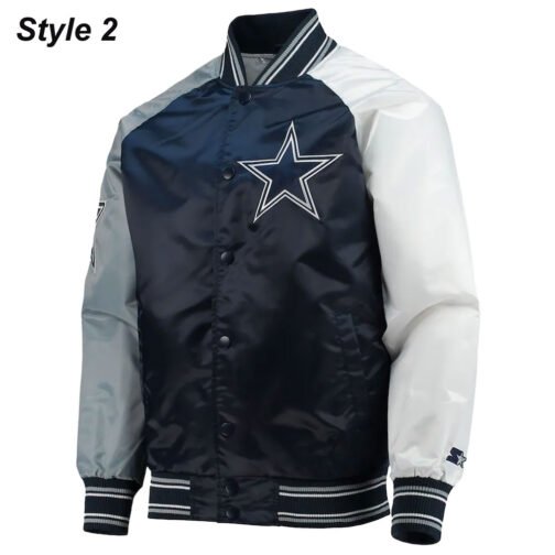 Dallas Cowboys The Tradition II Satin Blue and Grey Jacket - Image 2