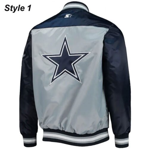 Dallas Cowboys The Tradition II Satin Blue and Grey Jacket - Image 4