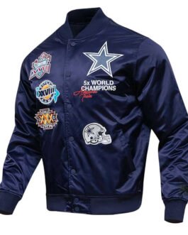 Championship Dallas Cowboys Navy Blue Satin Jacket