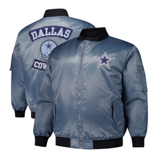 Dallas Cowboys Charcoal Bomber Full-Zip Jacket - Image 3