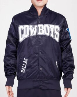 Dallas Cowboys Crest Emblem Midnight Navy Satin Jacket