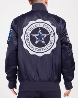 Dallas Cowboys Crest Emblem Midnight Navy Satin Jacket