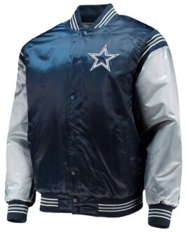 Dallas Cowboys Enforcer Navy/Silver Varsity Satin Jacket