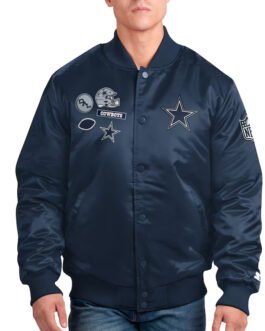 Dallas Cowboys Exclusive Navy Varsity Satin Jacket