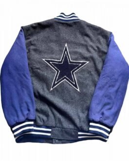 Dallas Cowboys Wool Gray and Blue Letterman Jacket