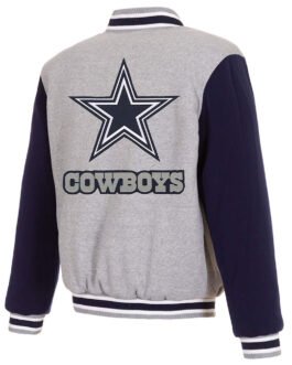 Dallas Cowboys Gray and Navy Varsity Wool Jacket