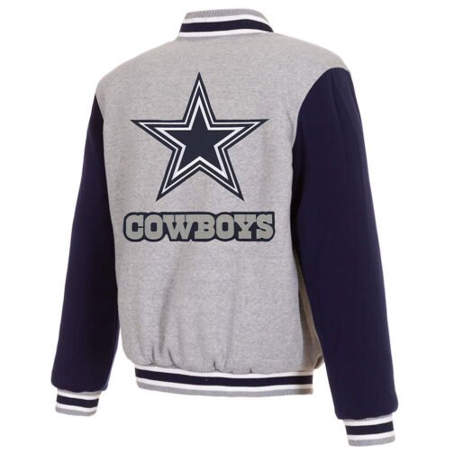 Dallas Cowboys Gray and Navy Varsity Wool Jacket - Image 2