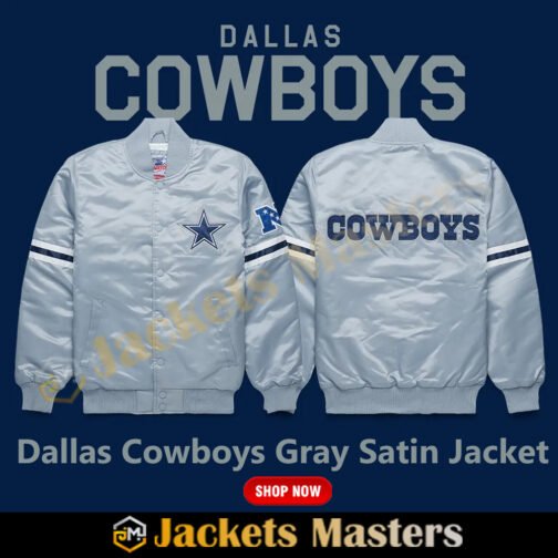 Dallas Cowboys Gray Satin Jacket - Image 9