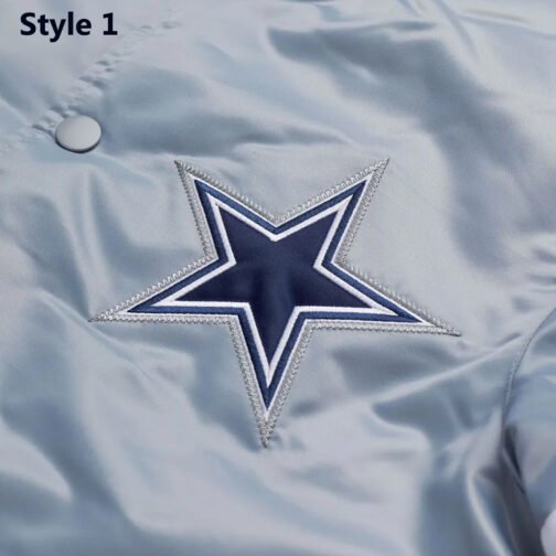 Dallas Cowboys Gray Satin Jacket - Image 8