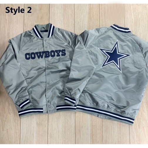 Dallas Cowboys Gray Satin Jacket - Image 6