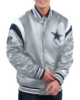 Gray Dallas Cowboys Shutout Satin Jacket