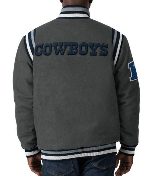 Gray Dallas Cowboys Varsity Wool Jacket - Image 2