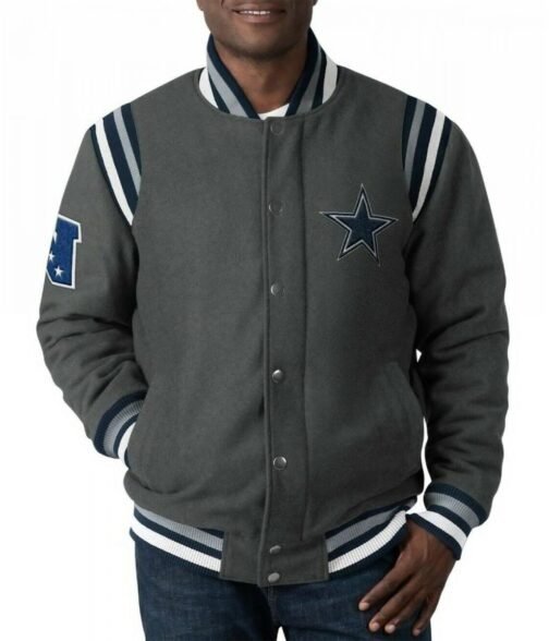 Gray Dallas Cowboys Varsity Wool Jacket