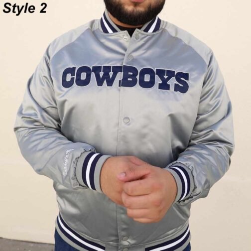 Dallas Cowboys Gray Satin Jacket - Image 2