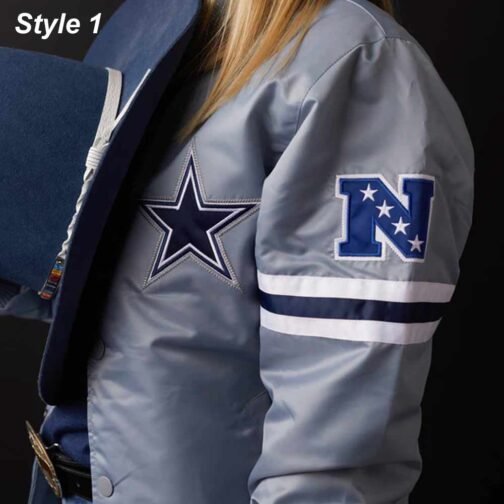 Dallas Cowboys Gray Satin Jacket - Image 7