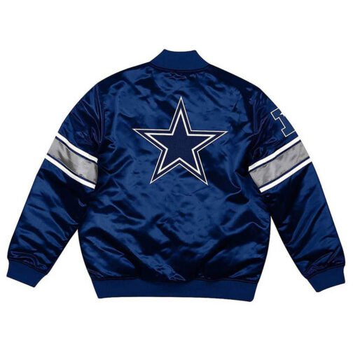 Dallas Cowboys Heavyweight Navy Blue Satin Jacket - Image 2