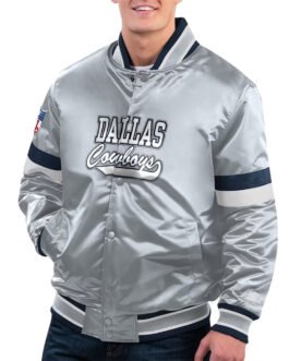 Dallas Cowboys Home Game Silver Satin Jacket