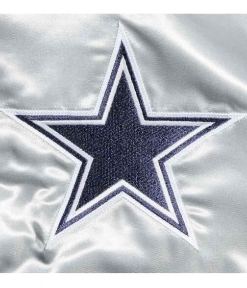 Varsity Dallas Cowboys Silver Satin Jacket - Image 4