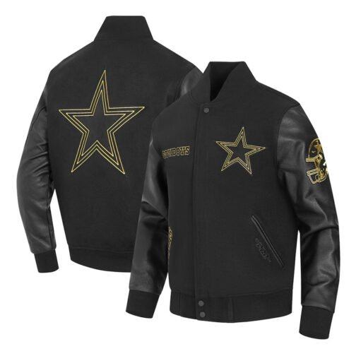 Dallas Cowboys Full-Zip Black Varsity Jacket - Image 5