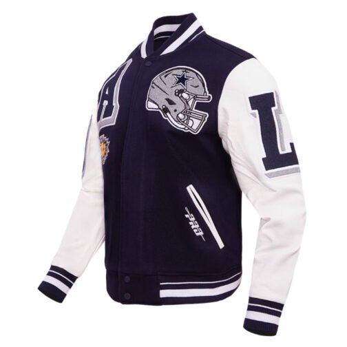 Dallas Cowboys Mashup Rib Varsity Wool/Leather Jacket - Image 3