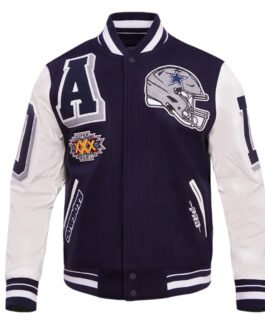 Dallas Cowboys Mashup Rib Varsity Wool/Leather Jacket