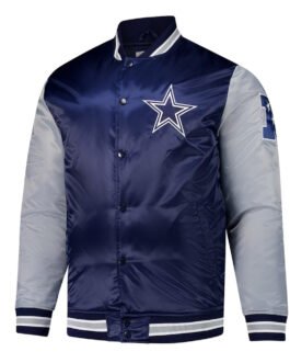 Dallas Cowboys Navy and Gray Team Satin Jacket