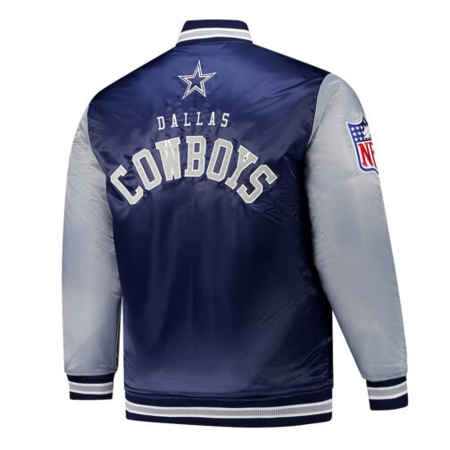 Dallas Cowboys Navy and Gray Team Satin Jacket - Image 2