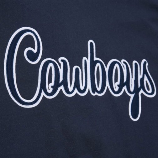 Dallas Cowboys Navy and White Fleece Varsity Jacket - Image 5