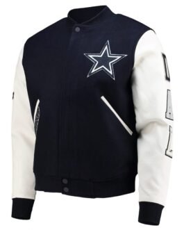 Varsity Dallas Cowboys White and Navy Jacket
