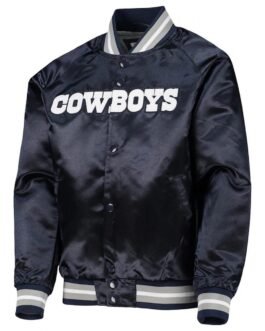 Dallas Cowboys Raglan Full-Snap Navy Blue Satin Jacket