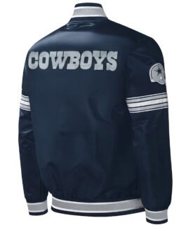 Starter Midfield Dallas Cowboys Navy Full-Snap Varsity Satin Jacket