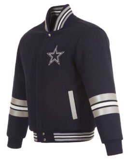 Dallas Cowboys Striped Navy Varsity Wool Jacket