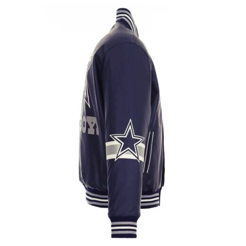 Dallas Cowboys Striped Varsity Leather Jacket - Image 6