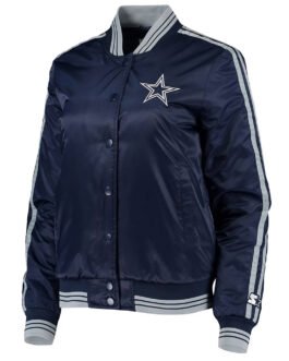 Navy Blue Overtime Dallas Cowboys Satin Jacket