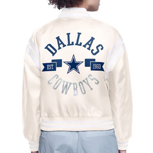 Dallas Cowboys Printed Logo Varsity Satin Jacket - Image 4