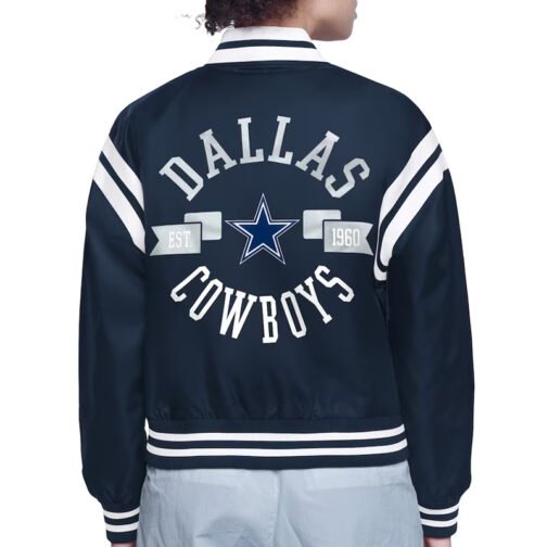 Dallas Cowboys Printed Logo Varsity Satin Jacket - Image 3