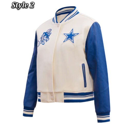 Dallas Cowboys Retro Classic Varsity Cream Jacket - Image 5