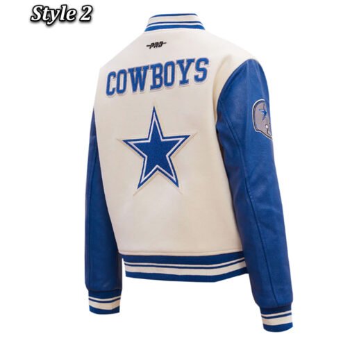 Dallas Cowboys Retro Classic Varsity Cream Jacket - Image 6