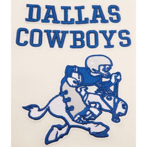 Dallas Cowboys Retro Classic Varsity Cream Jacket - Image 9